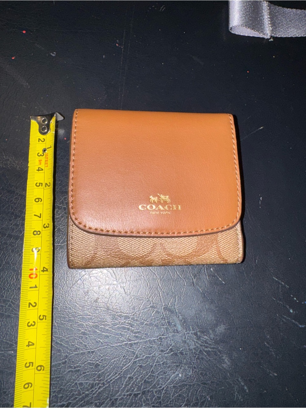 Coach Brown and Tan Fold Wallet with Signature Canvas
